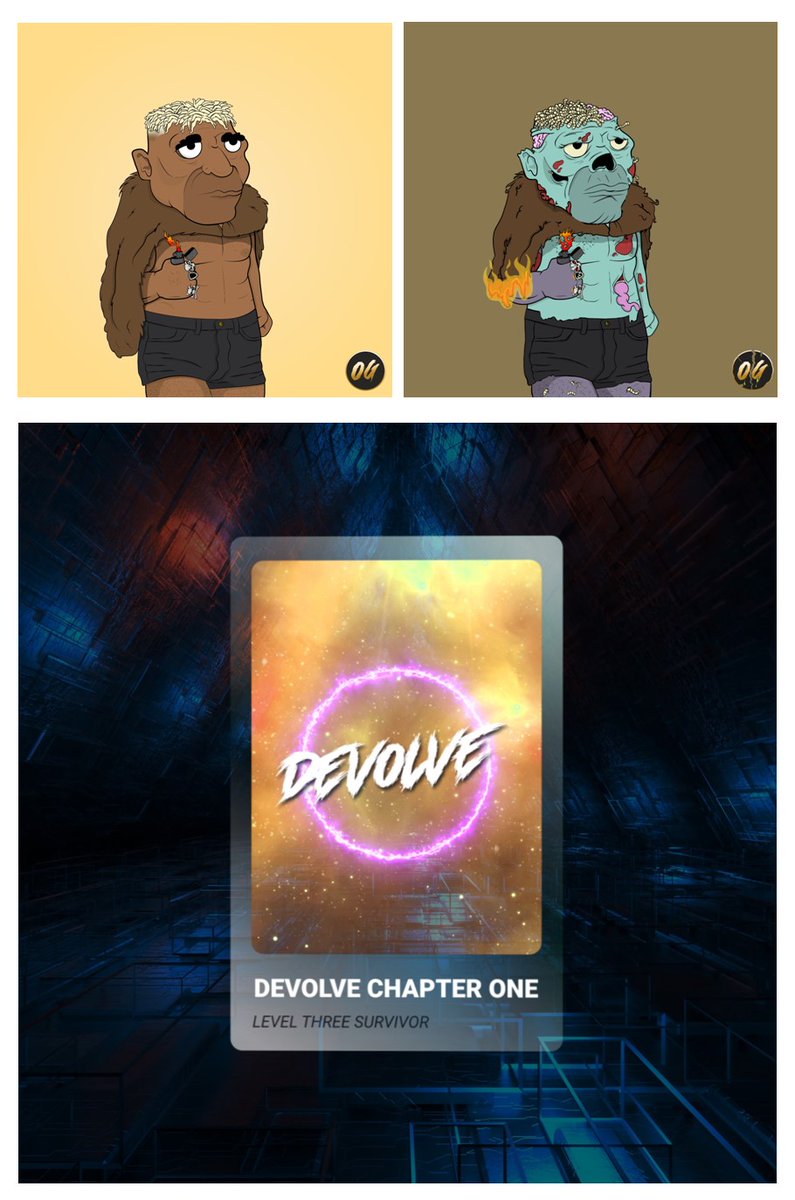 <a href="/devolvenfts/">DEVOLVE</a> 

Two more #caveman burned...
Another #zombie born...
One more level 3 NFT to be revealed...

Join the mystery 👀