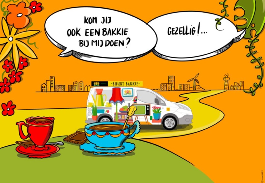 Heeft u vragen of ideeën ? Wilt u wat betekenen voor uw wijk ? Of heeft u gewoon zin in een praatje ? Kom dan gezellig bij het Buurtbakkie langs. 
28 juni: Sportveld Vlielandsestraat - Bevelandsestraat
5 juli: Zeezwaluwstraat - Gruttostraat
12 juli: Breezandstraat - Voornsestraat
