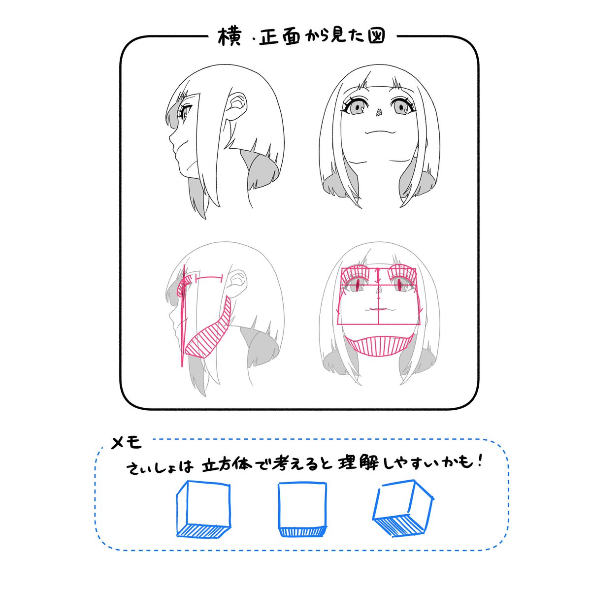 アオリのついた顔を書く時に意識するとこ! 