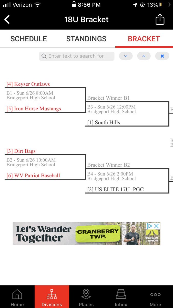 SHBaseball18U's tweet photo. South Hills is the #1 seed going into Sunday and will play the winner of the #4 Keyser Outlaws vs. #5 Iron Horse Mustangs game. Good luck, South Hills! https://t.co/zMKUegG8va