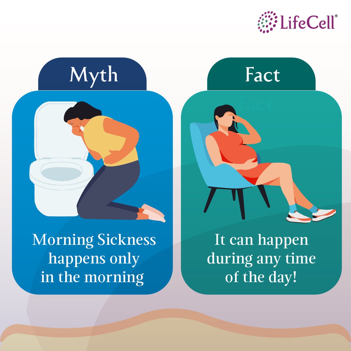 #Nausea and #vomiting that happens during #pregnancy is widely known as #morningsickness. It affects more than half of pregnant women, especially during the first trimester. And, here's the #fact

#lifecellin #pregnancysickness #expectingmom