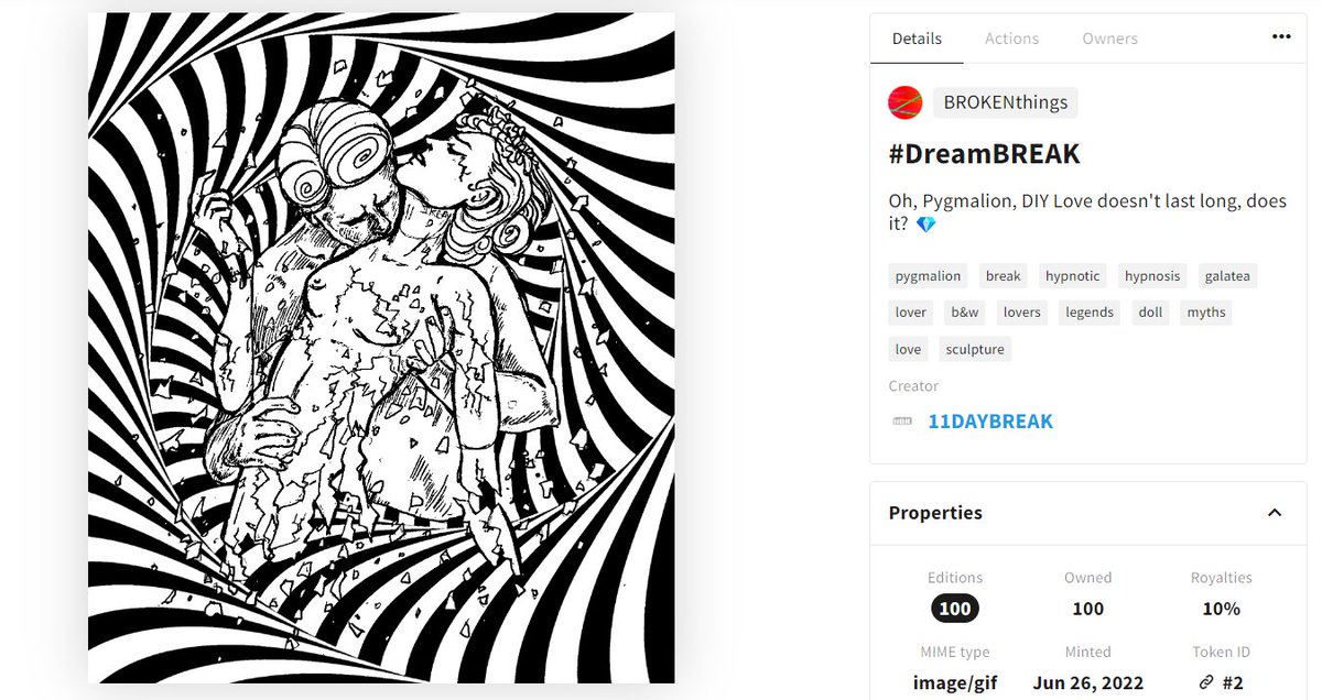 11Daybreak's tweet photo. Check my new drop #DreamBREAK, Pygmalion tried to order and assemble himself a lover - 🌸Galatea, but this LOVE didn't last long ☄️
https://t.co/z7r53xHMgl 
On @objktcom #tezos blockchain https://t.co/5jbA7ta0sl