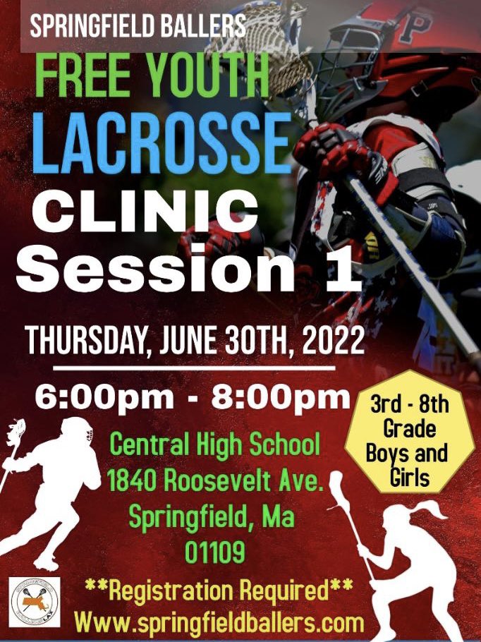 FREE YOUTH LACROSSE CLINIC 

Email Ballers413@gmail.com for more info