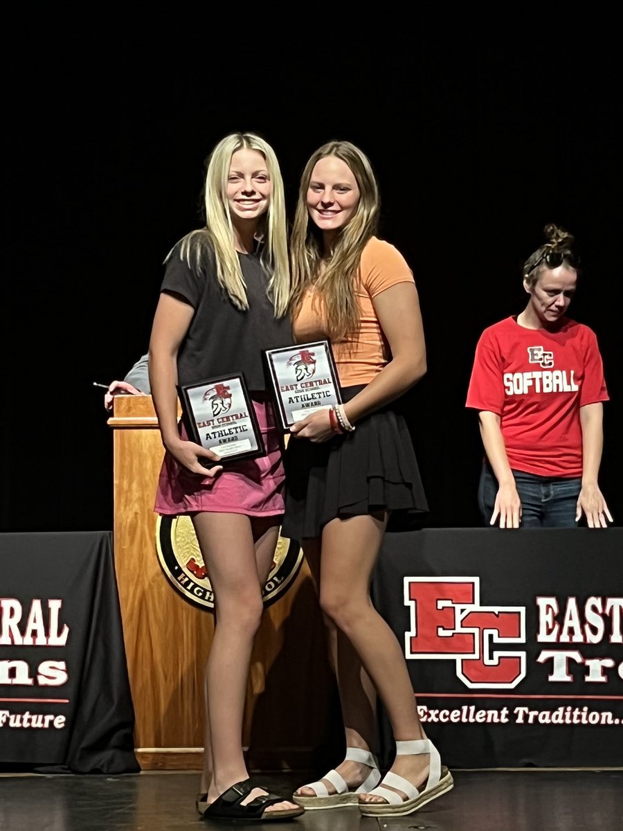 EC Trojan Lady Softball team MVP:  Payge Callahan and Lexi Hatmaker. Lots of talent in this picture!  (You too Coach Moorman). These two sophomores are going to have impressive junior and senior years!!  #WeAreEC