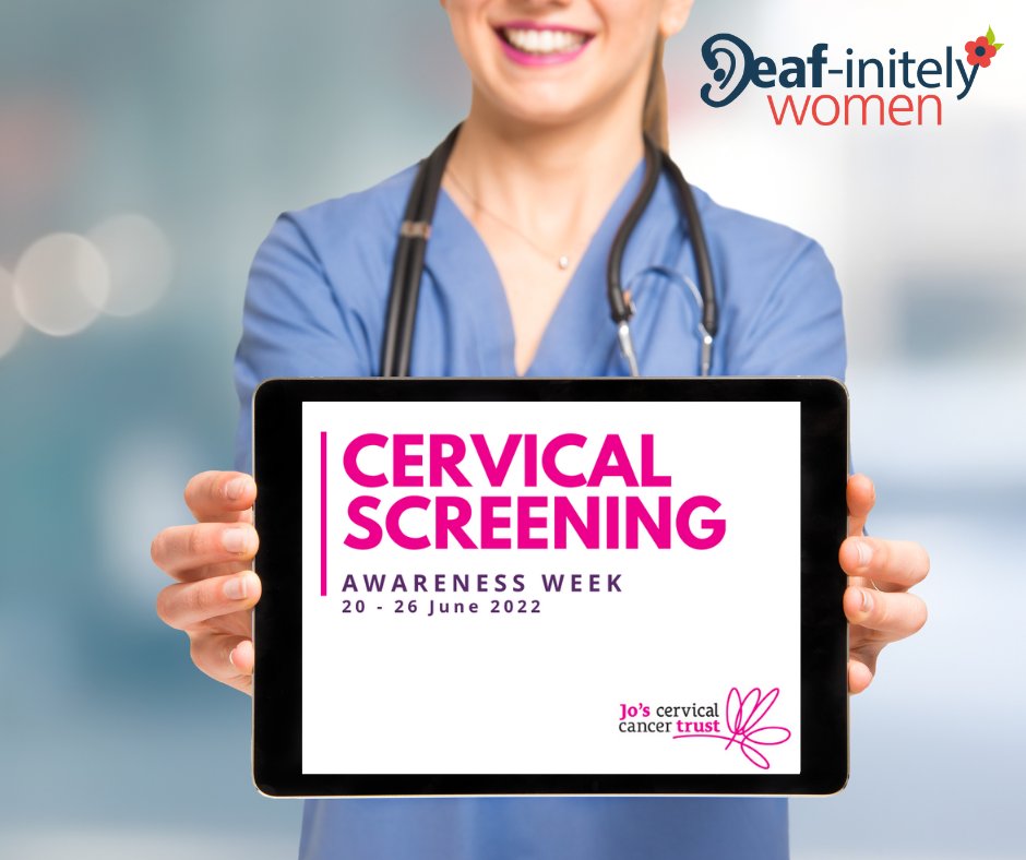 DeafinitelyW's tweet photo. Cervical Screening Awareness Week
Did you know that 1 in 5 women and people with a cervix who work say they haven’t been able to book a convenient appointment for their cervical screening?
#Deafinitelywomen #supporters #CervicalScreeningAwarenessWeek #CervicalScreeningTips https://t.co/GTsL8b9SAG