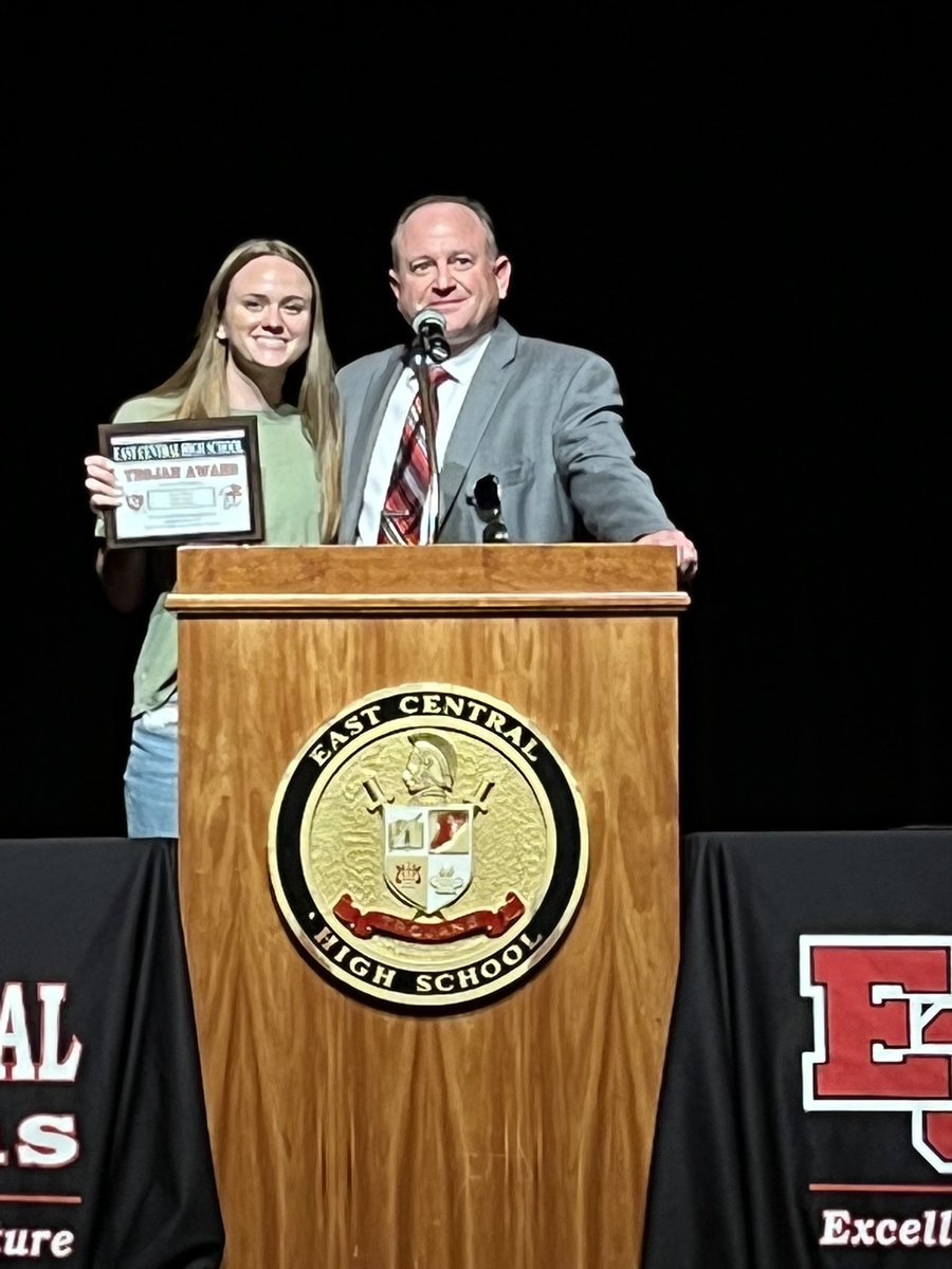 EC Lady Trojan Softball Trojan Award winner: Anna Coffman. Great leader and attitude!  Best of luck to her at Purdue University!  #WeAreEC