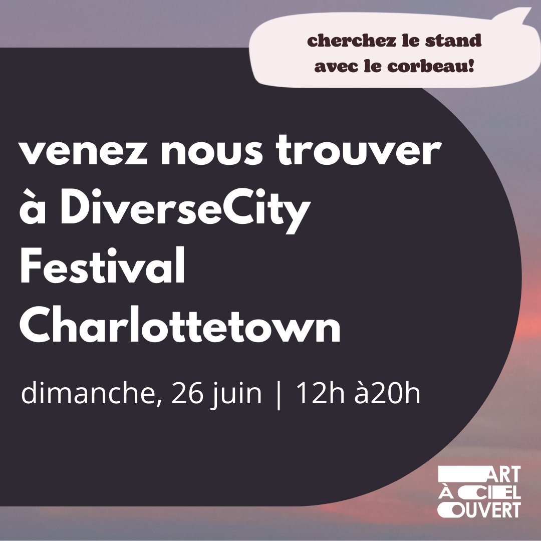 We'll be downtown at DiverseCity Charlottetown (<a href="/DiverseCityPEI/">DiverseCity Festival</a>) today from 12-8pm! Sign-up sheets and information are available for anyone interested in volunteering at Art in the Open this summer  #AITO2022