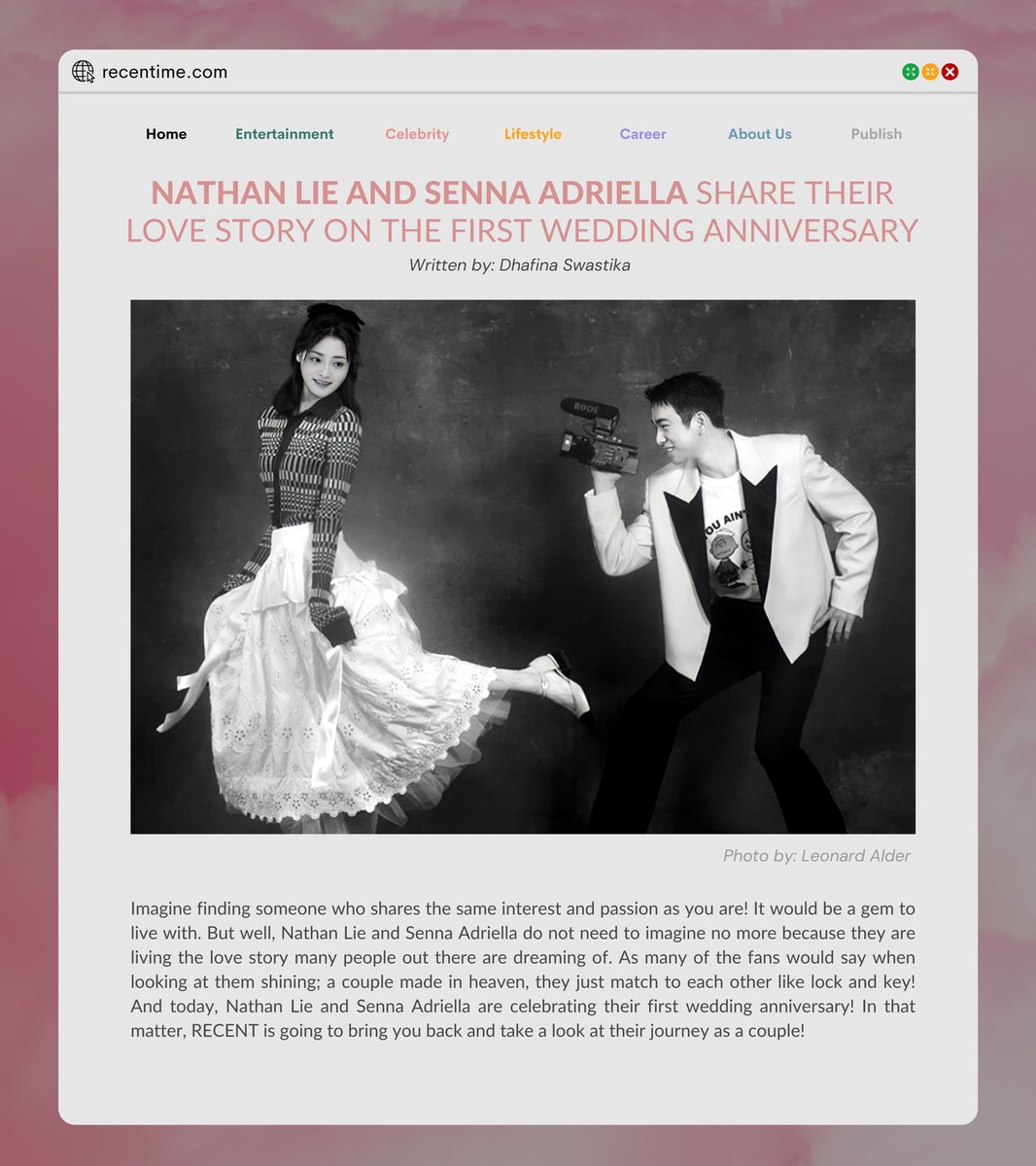 ㅤ

     [ HEADLINE. ] 

     Nathan Lie and Senna Adriella  Share
     Their Love Story on the First Wedding
     Anniversary 

ㅤ