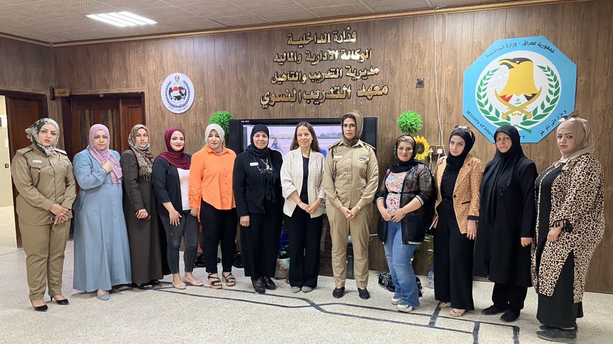 EuamIraq's tweet photo. #EUAMIraq visited the Female Training Institute in Baghdad to observe the first day of a 5-day training course on #GBV.
Topics covered were introduction to Gender and the UNSCR 1325 on #women, peace, and #security, especially the protection pillar. https://t.co/uC90TGt4wV