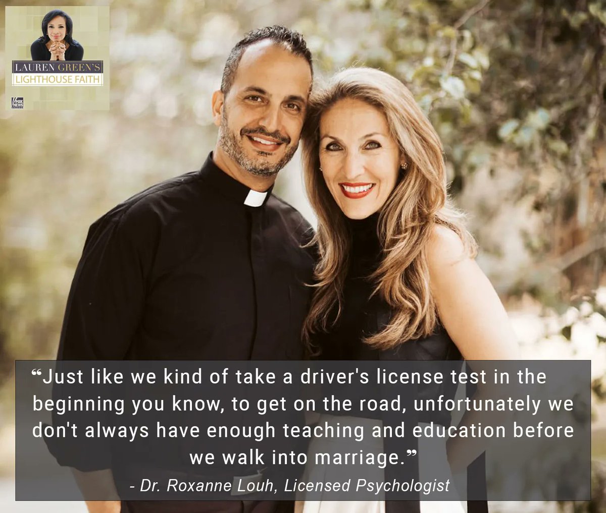 foxnewsradio's tweet photo. Reverend Dr. Nick Louh & Licensed Psychologist Dr. Roxanne Louh look at relationships through the combined lens of faith & psychology. @TheLouhs join the #LighthouseFaith podcast to discuss marriage, compatibility & even the Johnny Depp/Amber Heard trial: https://t.co/U2rprK1GQ2 https://t.co/5bscs19p5T