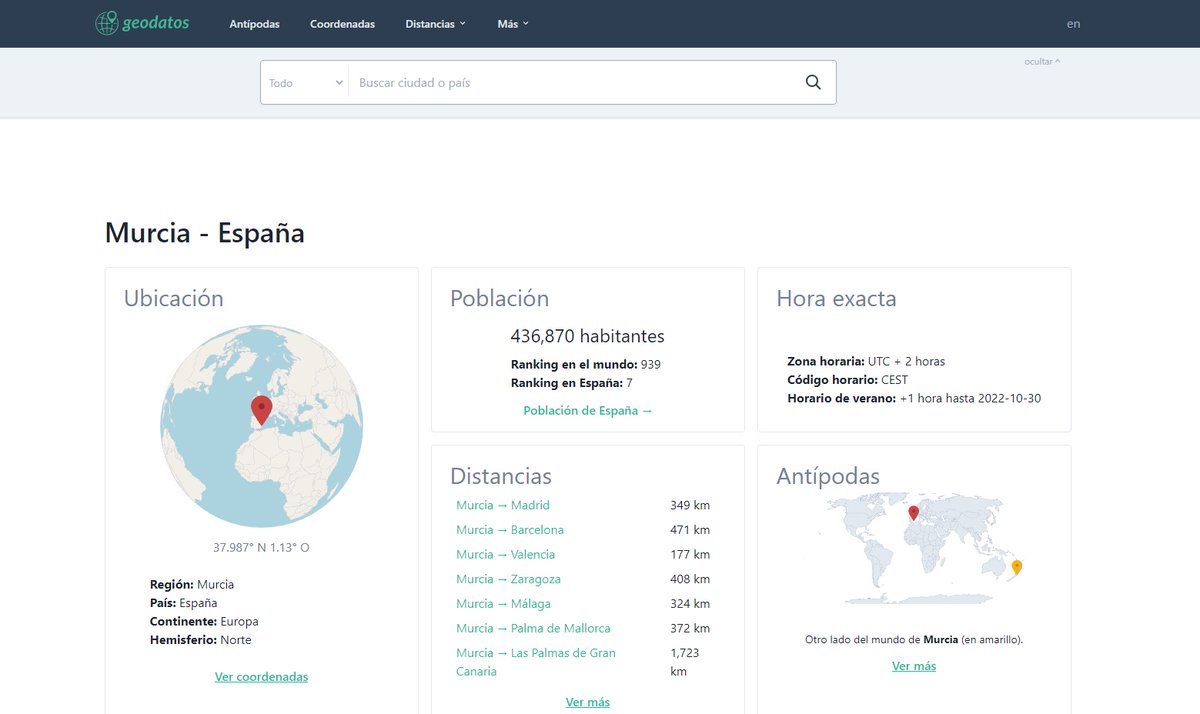 elcastorcurioso's tweet photo. Esta página es de las más completas que hemos encontrado. 🤗
Permite localizar coordenadas geográficas, distancias entre ciudades y países, superficies y también ciudades homónimas a la tuya. 👏
Esperamos que os guste. 😊
https://t.co/fUsgnvlbYU
#Geografía #Curiosidades https://t.co/Xquaks2W4D