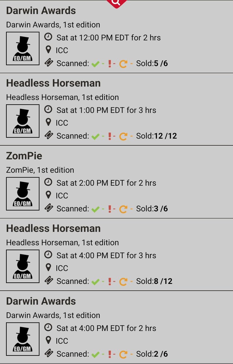 3RoguesGaming's tweet photo. 3 Rogues Gaming will again be at Gen Con this year. We will have 2 tables of Headless Horseman and 1 table alternating between ZomPie and Darwin Awards. Sign up and come check our games, we'd love to meet you.
#gencon #3roguesgaming #zompie #Darwinawards #headlesshorseman https://t.co/4HlCVas8Df