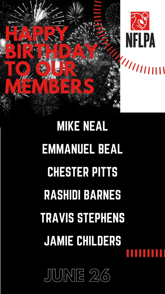 NFLPA Former Players (@nflpafmrplayers) on Twitter photo Happy Birthday to our members <a href="/mneal96/">Michael J. Neal</a> @IN_EB_WE_TRUST <a href="/chesterpitts/">Chester M. Pitts, II</a> <a href="/BarnesRashidi/">Rashidi Barnes</a> - Happy birthday - the best is yet to come! Don't see your handle? Update your profile on NFLPA.com Happy Birthday to our members <a href="/mneal96/">Michael J. Neal</a> @IN_EB_WE_TRUST <a href="/chesterpitts/">Chester M. Pitts, II</a> <a href="/BarnesRashidi/">Rashidi Barnes</a> - Happy birthday - the best is yet to come! Don't see your handle? Update your profile on NFLPA.com
