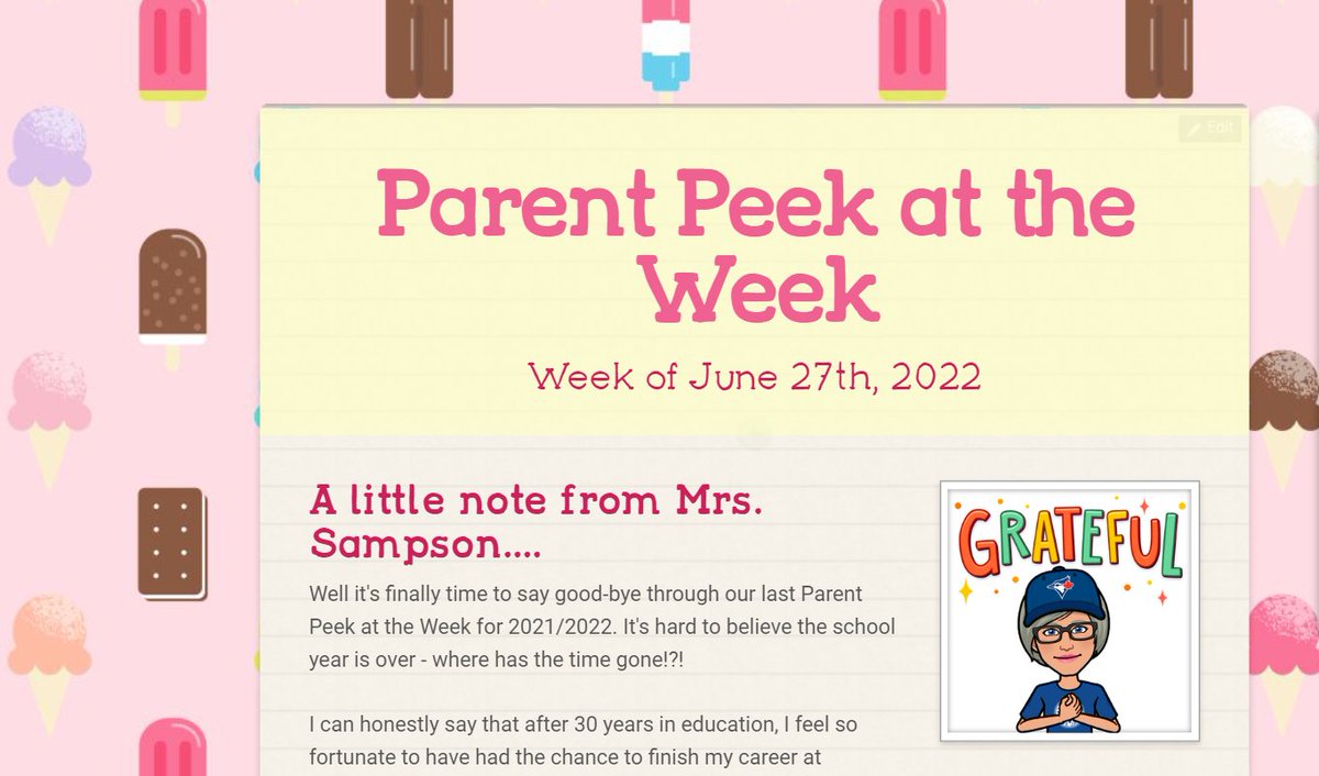 Well Kawarth Heights - the time has finally come for our last Parent Peek at the Week for the year. What a year it's been!

We still have a few exciting things to look forward to this week. See the Parent Peek at the Week for more info: smore.com/fe3cr

Here's to summer!