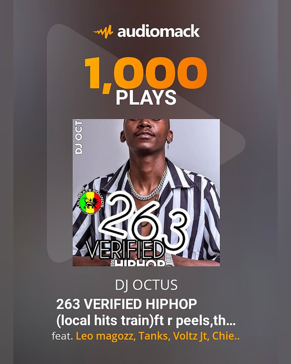 djoctus's tweet photo. #congratulations #achivement #zimhiphop #drillmix #localhits #uk
@ultimatesoundss
I wanna thank GOD in heaven & all my fans 🔥🔥✊🏿🙏🏿 You making me smile and get to new heights ✊🏿 i am thankful we have reached another milestone 1,000 K Streams on Audiomack
https://t.co/qoSaRUeEUR https://t.co/zRH3kriJfn