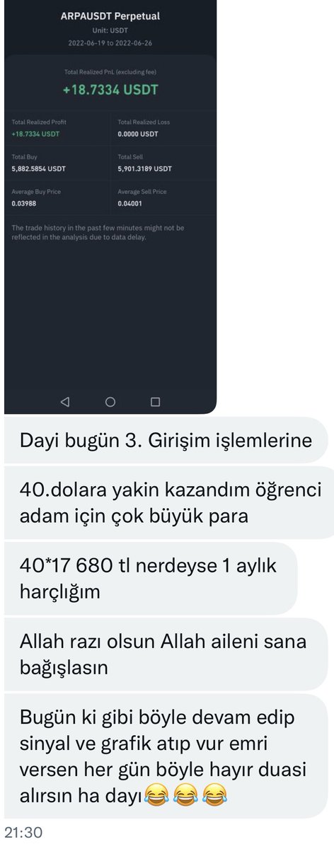 Öğrenci kardeşlerime çok seviniyorum gerçekten bol kazançlar seviyorum sizleri bende 5 sene öğrencilik yaptım hayatımda usdt veren görmedim. 

O değilde kardeşim günlük 40 dolar kazansan aylık 1200 dolar TL olarak 20.400 TL bu nasıl öğrencilik demezler mi 😂😂

#btc #binance
