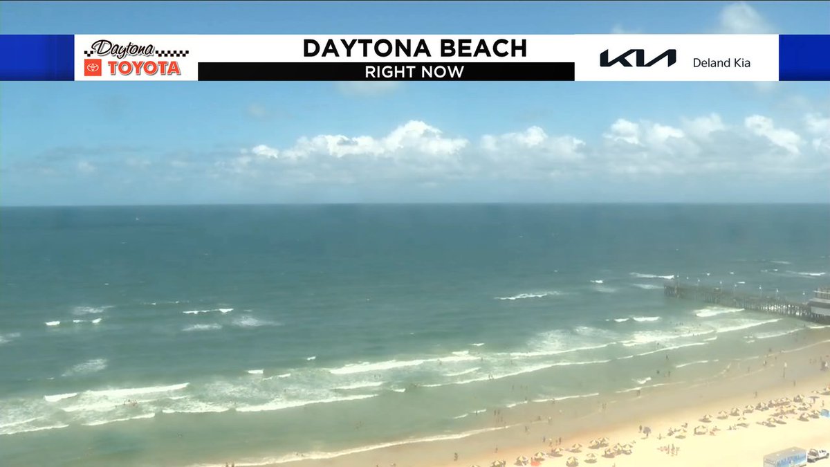 CokinosSamaraWx's tweet photo. Such a pretty view of Daytona Beach this afternoon. Keep in mind there's a high rip current risk through this evening. Swim safe and near a lifeguard if you get in the water. #news6 #ClickOrlando #DaytonaBeach https://t.co/Mfvwrkt45M