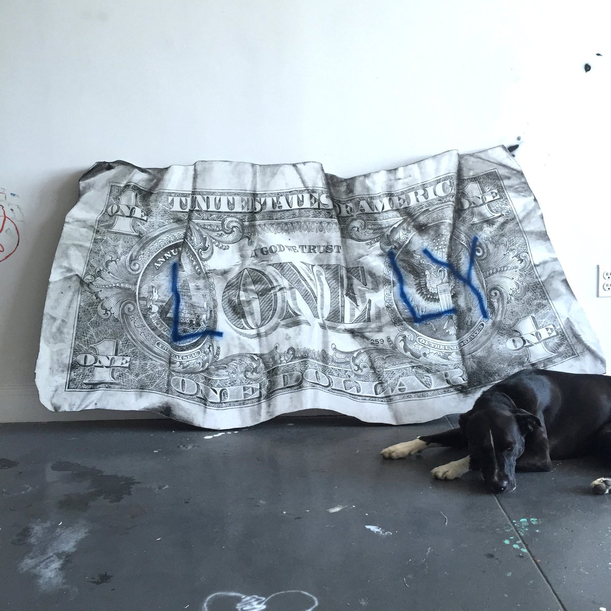 Oil on wood panel, 2017 (and my dog)