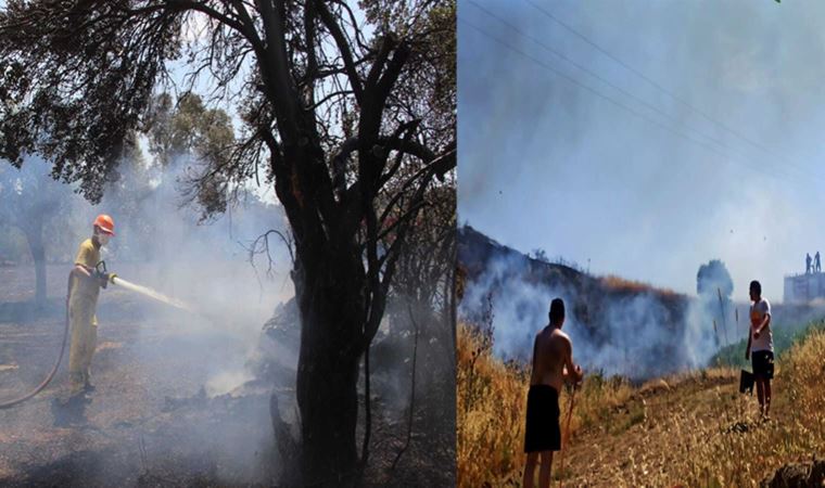 Çanakkale'de Güneyli köyü yakınlarında makilikte çıkan yangın, bölgeye gelen ekiplerin müdahalesiyle yangın, buğday tarlalarına ulaşmadan kontrol altına alınıp söndürüldü.