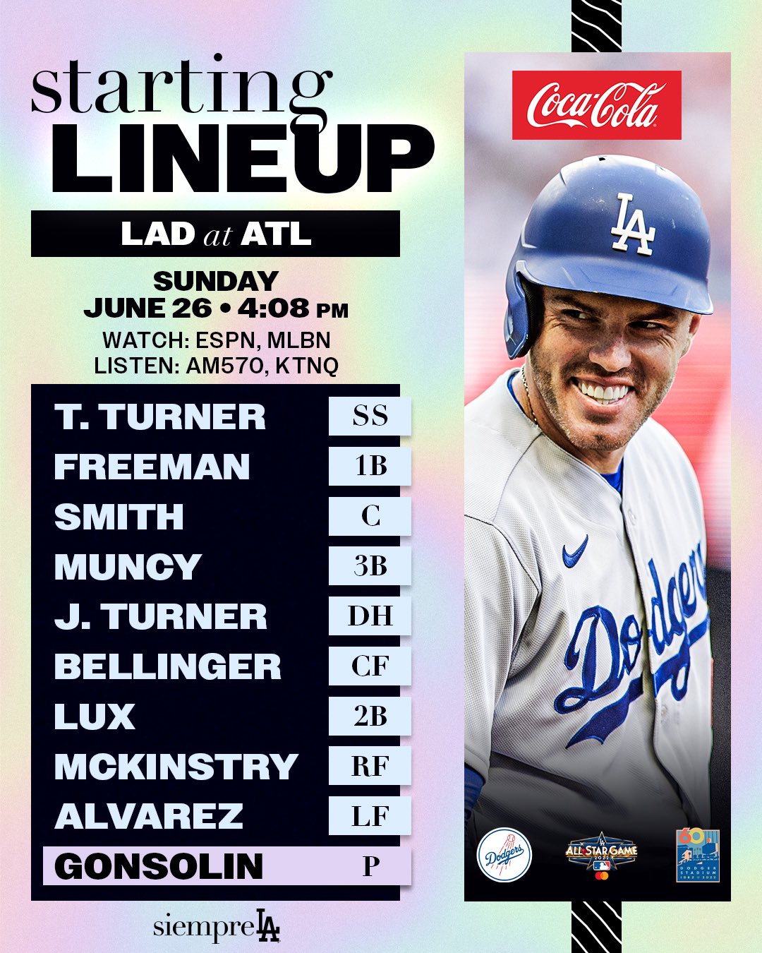 Los Angeles Dodgers on Twitter "Today’s Dodgers lineup at Braves