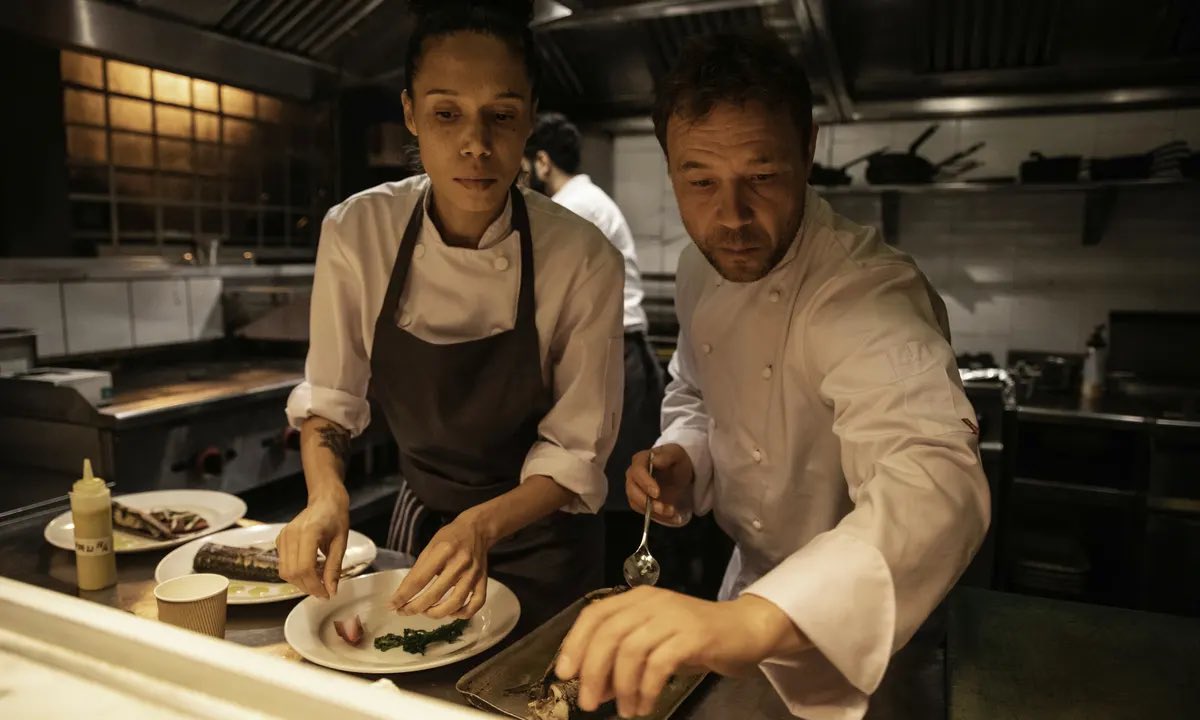 AnasRawi's tweet photo. finally watched the masterful #BoilingPointFilm, set across one taut evening in a professional restaurant.

unbelievable that it was shot in one-take.

beautiful to see such a diverse cast, all of whom were tremendous.

@StephenGraham73 and @_vinette were utterly compelling. https://t.co/9ggnqFrFcF