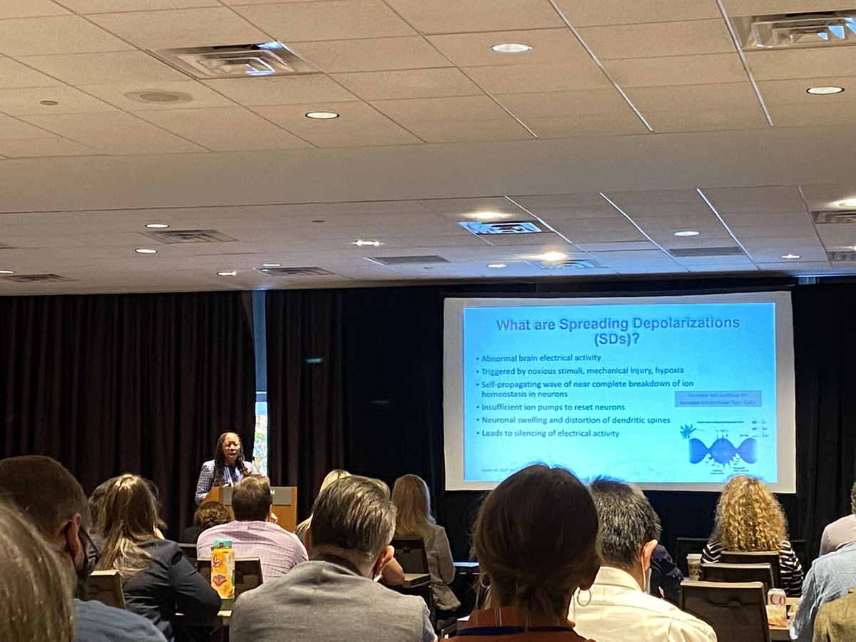 JeffTomlinMD's tweet photo. Cutting edge presentation by innovator Dr. Laura Ngwenya in #Atlanta for #nns2022 on cortical spreading depressions in #braininjury https://t.co/3SWUArwD2Y