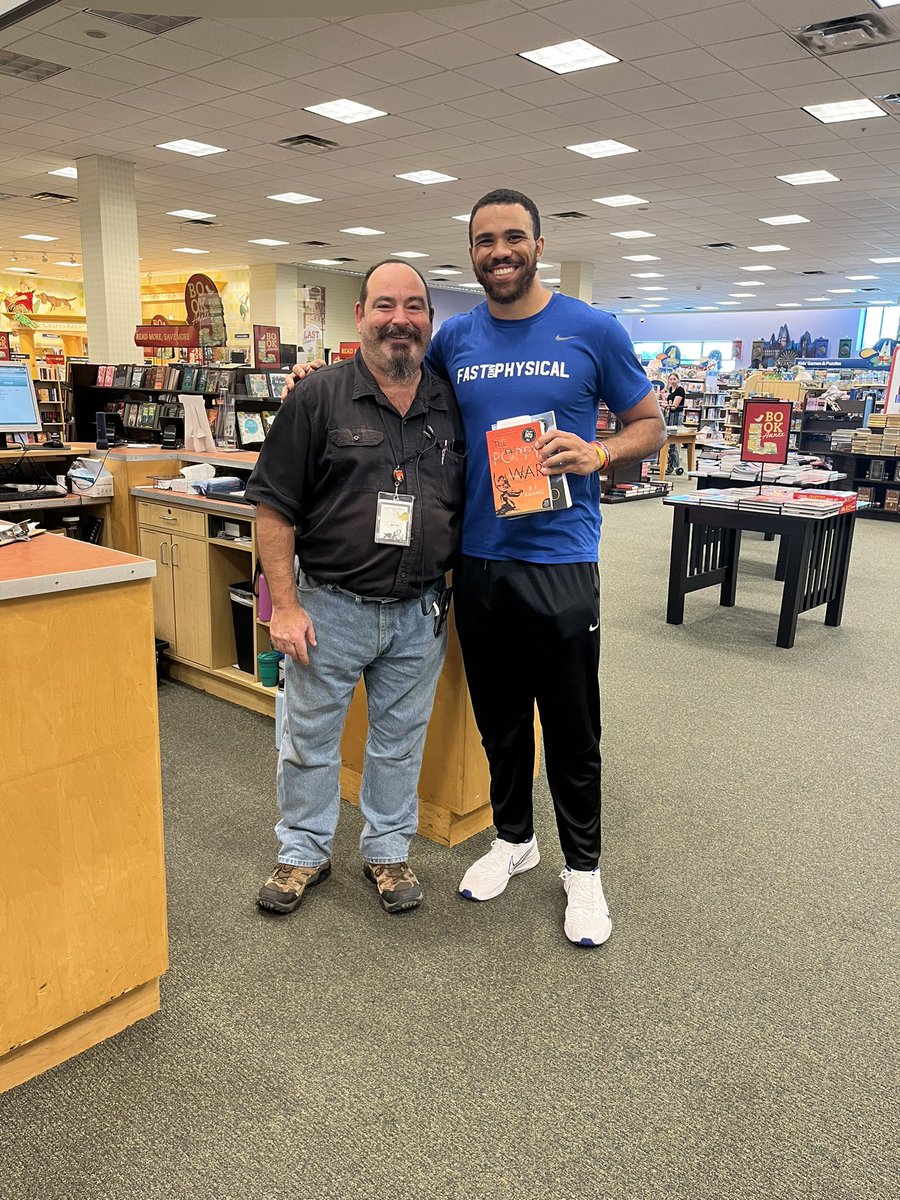 We picked @k_granson18 up from the airport and the first place he wanted to stop was <a href="/barnesandnoble/">barnesandnoble</a> He found a book lover in the store that made several recommendations. He bought the first book of two different series that were suggested and is already reading on the way home!