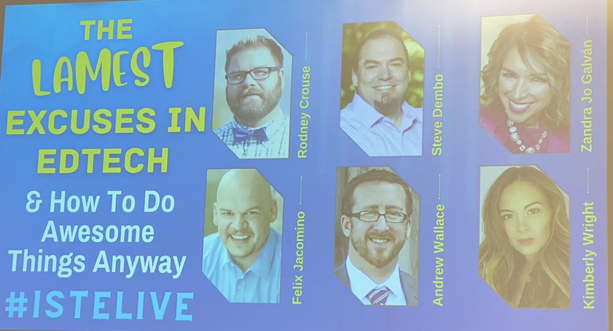 The Lamest Excuses: The IT Department Won't Support It.

Combat this by:
* Give Tech Support enough notice; they want to say "Yes"!
*Explain why
*Give examples of how others are using the tech
<a href="/fcpsoit/">FCPS Inst Tech</a>
#ISTELive <a href="/teach42/">Steve Dembo</a> <a href="/Rodney_Crouse/">Rodney Crouse 🏳️‍🌈</a> @kimberlywright1
<a href="/andrewtwallace/">Andrew Wallace</a>