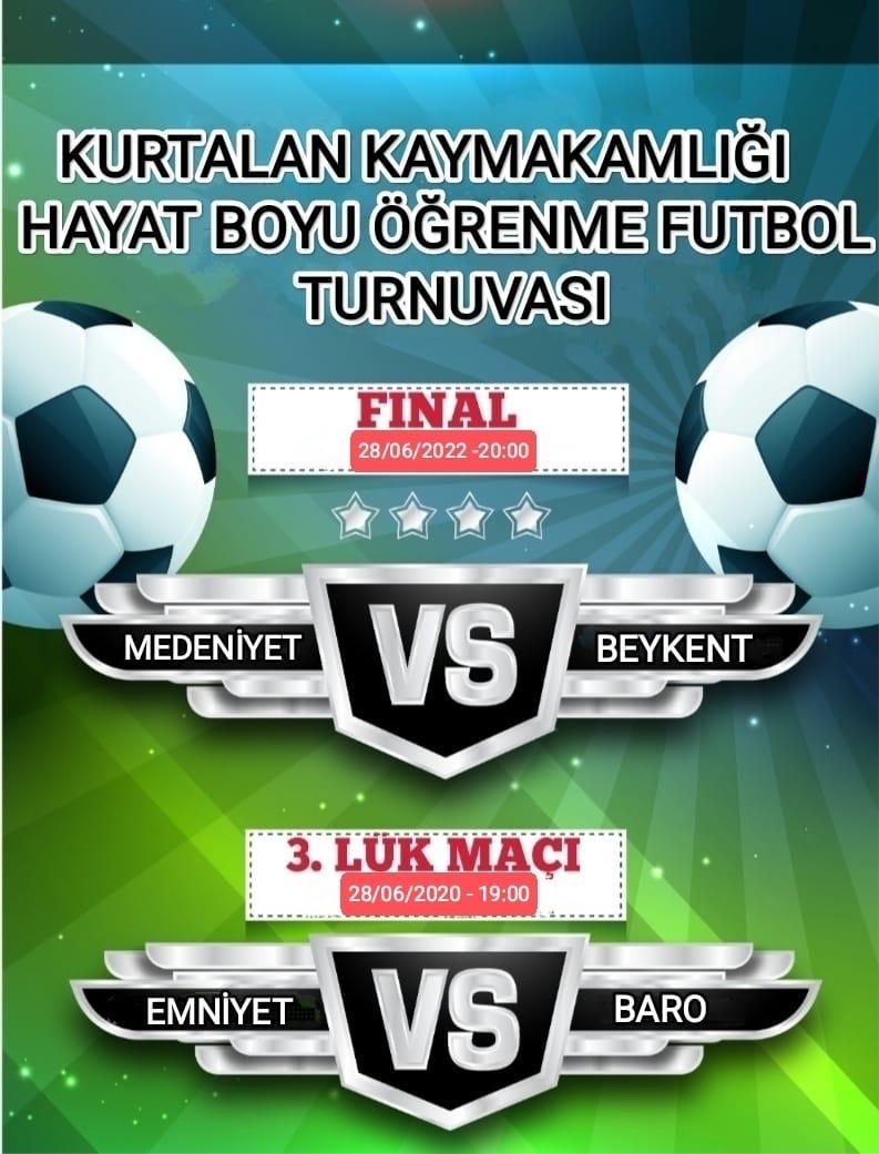 Kurtalan Kaymakamlığının düzenlemiş olduğu Futbol Turnuvasında Beykent İlk-Ortaokulu olarak takımımız finale yükseldi.
28 Haziran Salı günü saat 20.00 da oynanacak müsabakada takımımıza başarılar diliyoruz.

<a href="/KrtlnKymkmlk/">KurtalanKaymakamlığı</a>
<a href="/KurtalanHalk/">Kurtalan Halk Eğitimi Merkezi</a>
<a href="/KurtalanMem/">Kurtalan İlçe Milli Eğitim Müdürlüğü</a>
<a href="/faypol56/">Faysal POLAT</a>