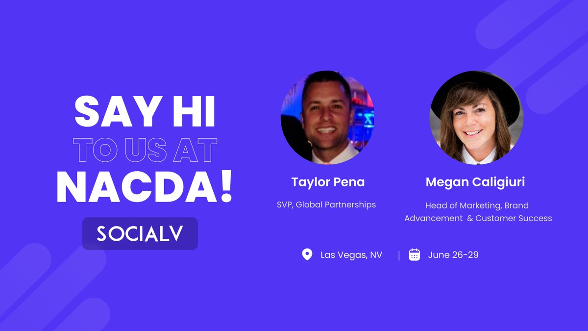 Social_Venu's tweet photo. We look forward to seeing everyone in person @NACDA for the first time since 2019. Say hi to two of our own, @calicaleh and Taylor Pena!

#collegeathletics #NACDA22 #SocialV https://t.co/USGAniDBsd