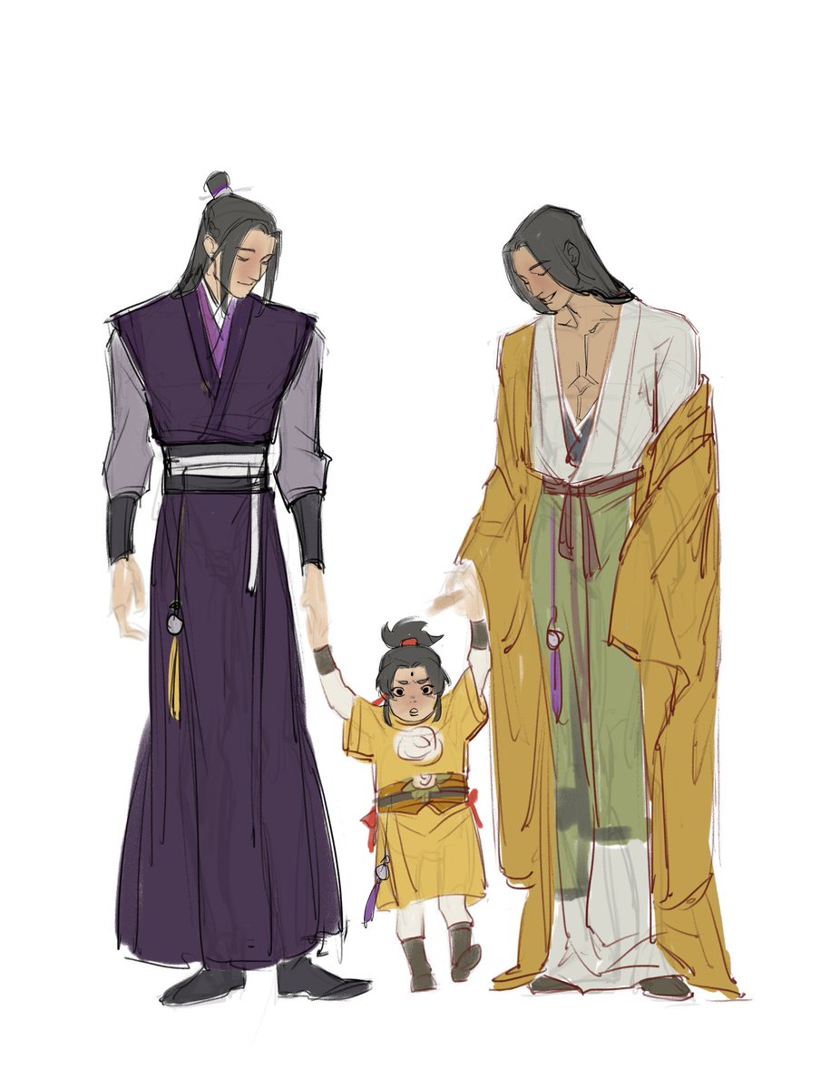 Jiang Cheng, his sworn brother and baby A-Ling