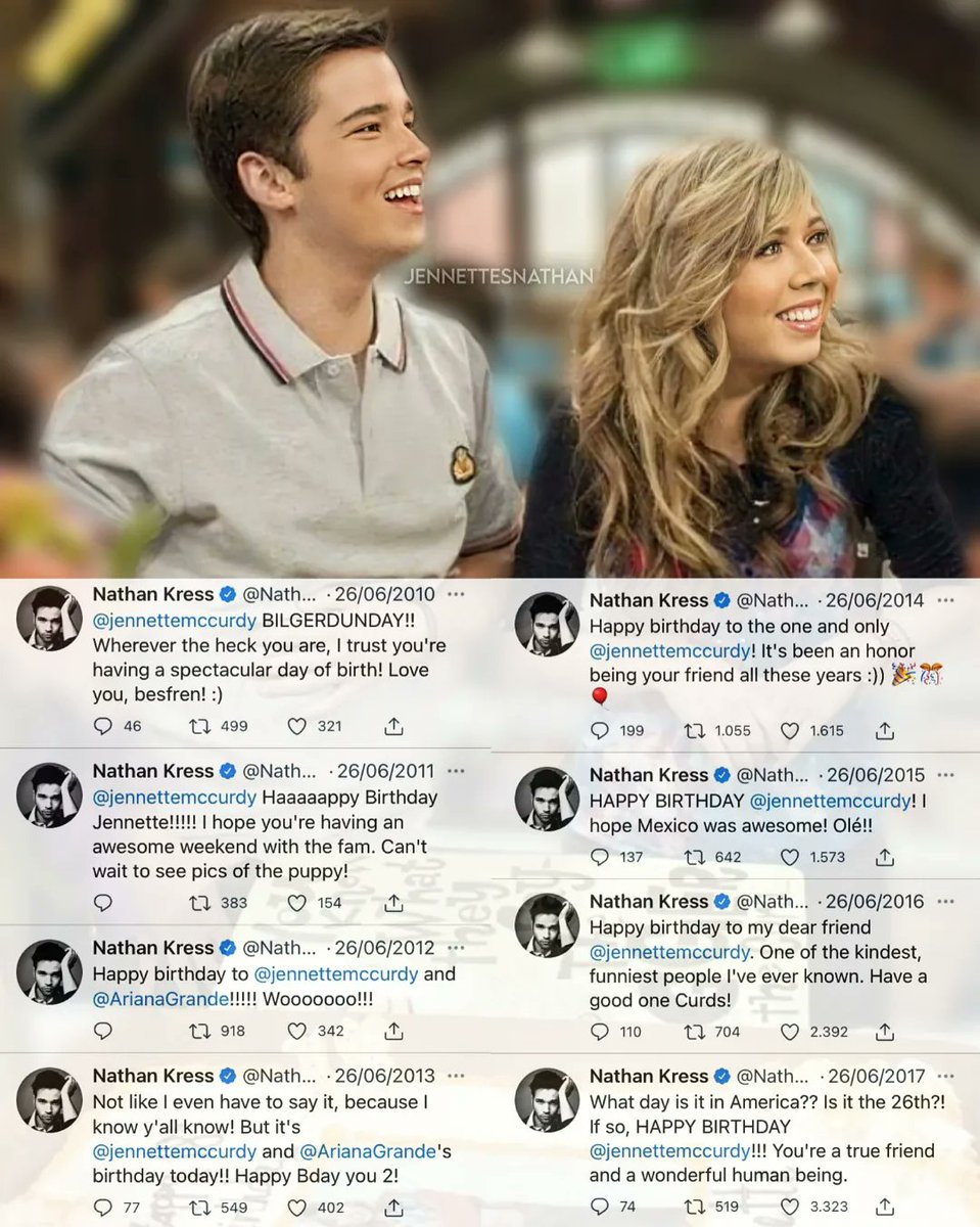JathanKress's tweet photo. Happy Birthday to this amazing woman!! I've seen Jennette over the years and I love how I watched her growing. She is such a funny,pretty, kindhearted, inspirational woman and I couldn't be more thankful for her. @jennettemccurdy I wish you the happiest birthday, you deserve it💙 https://t.co/lgAKGjFqFe