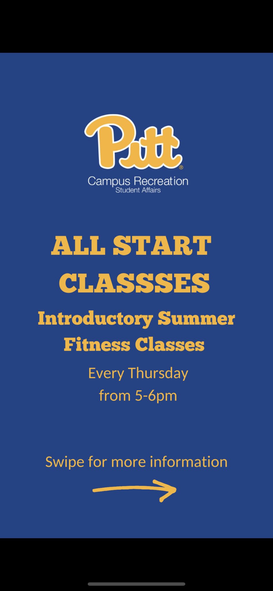 Pitt Campus Recreation on Twitter "ALL START SUMMER FITNESS CLASSES