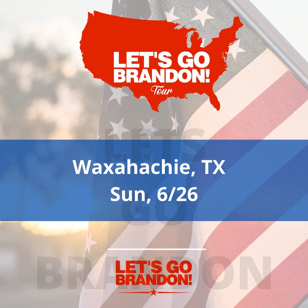 letsgobrandontr's tweet photo. Happy Sunday, Patriots! We're in Waxahachie, TX today.. come check us out off Hwy 77! Every time we visit Waxahachie it's nothing short of amazing! Can't wait to see ya, greet ya, and meet ya! https://t.co/hUhmecAY9k