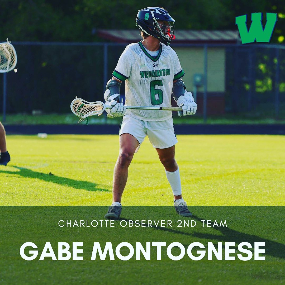 Weddington HS Lacrosse (@whsmenslacrosse) on Twitter photo Accolades keep rolling in! Congrats to <a href="/GabeMontognese/">Gabe Montognese</a> for being awarded to the 2nd Team Charlotte Observer. This is much deserved as Gabe was a huge part of the WHS lacrosse program. He will do big things at CNU! Accolades keep rolling in! Congrats to <a href="/GabeMontognese/">Gabe Montognese</a> for being awarded to the 2nd Team Charlotte Observer. This is much deserved as Gabe was a huge part of the WHS lacrosse program. He will do big things at CNU!