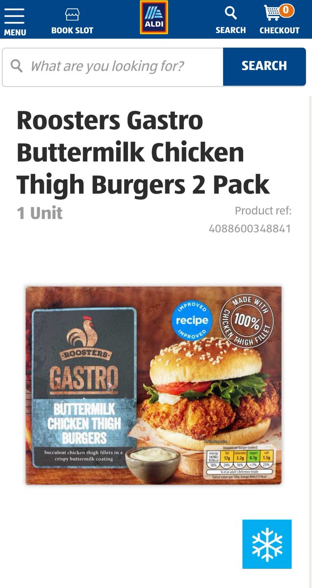 Bev0391's tweet photo. @AldiUK What's going on with these burgers?? Haven't been able to get them from any stores for weeks! 🍗🍔😔 https://t.co/Z2dBD8ti4t