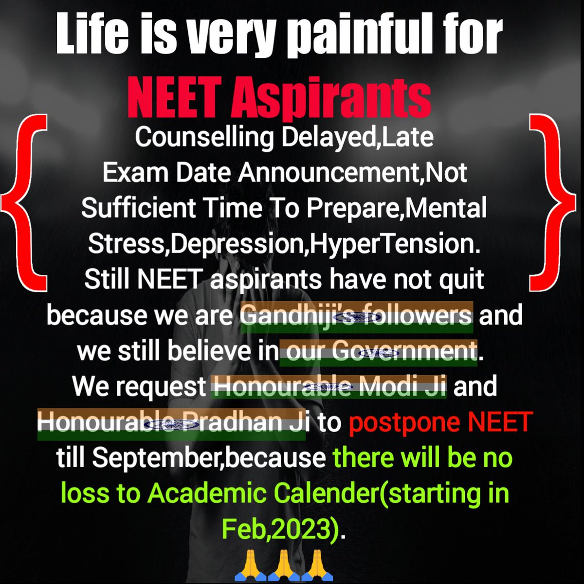 khancoder's tweet photo. #MODIJIextendNEETUG

Please postpone neet 
We want sufficient time for preparation..
@DG_NTA 
@dpradhanbjp 
@PMOIndia 
@EduMinOfIndia https://t.co/EBTW3M6dYB