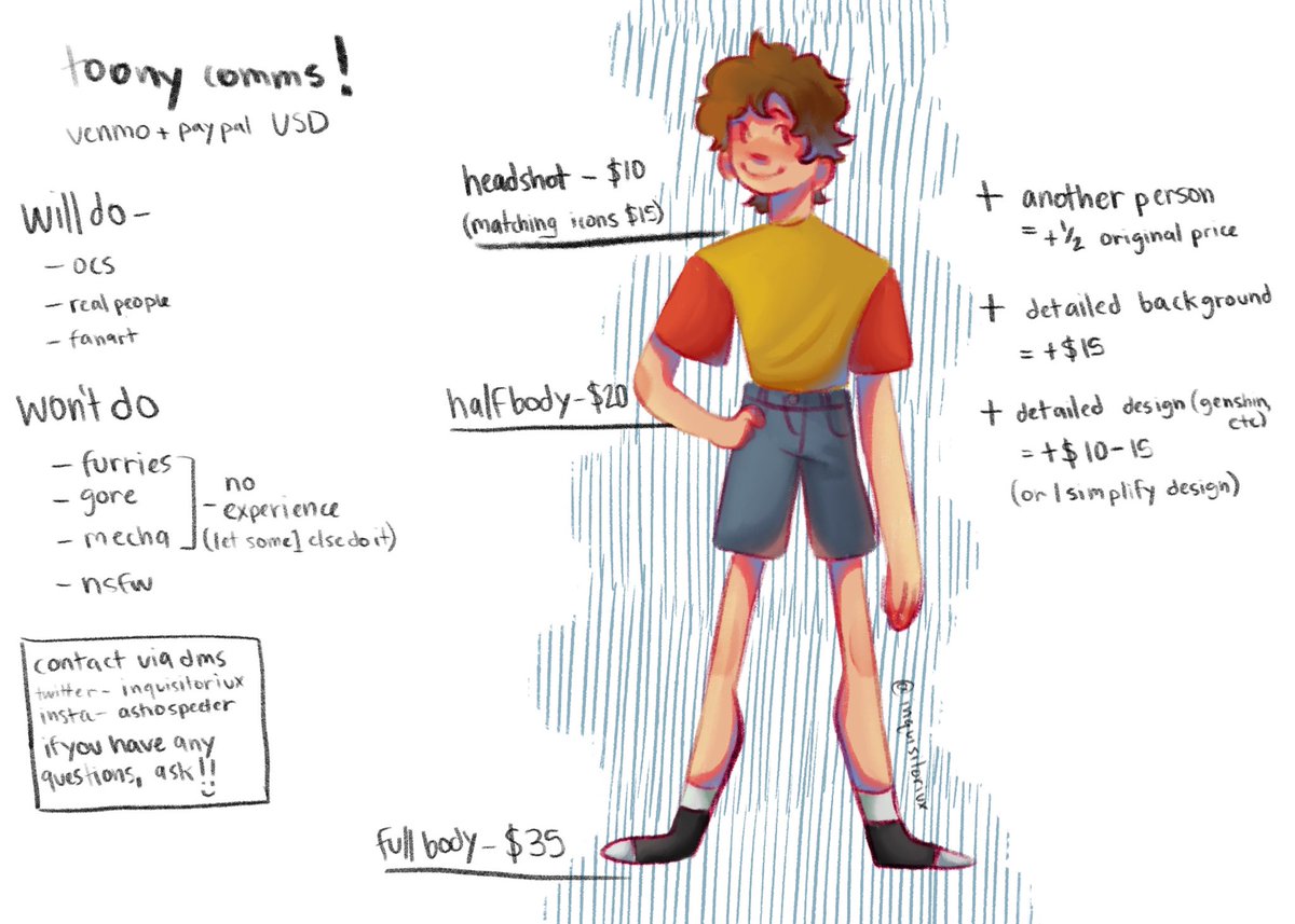inquisitoriux's tweet image. hey guys im opening some comms to save money for college,,, rts appreciated