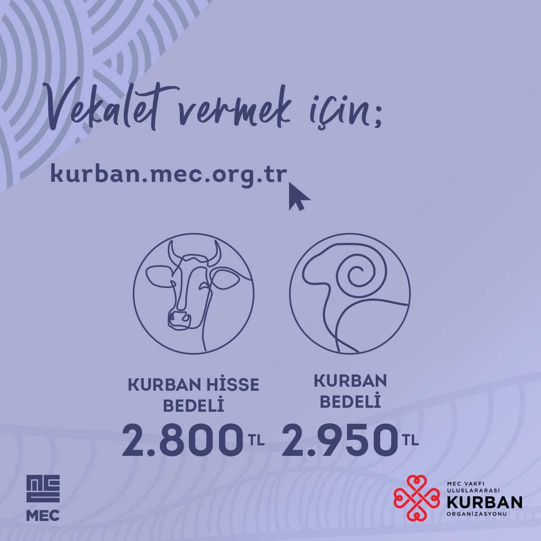 mecvakfi's tweet photo. MEC Vakfı Uluslararası Kurban Organizasyonumuzda vekalet kabulü devam ediyor. Detaylı bilgi almak ve kurban vekaleti vermek için: https://t.co/pRNKDHoshr
#HakkİçinYapHakkıylaYap #RabbinleYakınlaş #KardeşinleYakınlaş
#MECVakfi #mecfoundation #qurban #KurbanBağışı https://t.co/QxQYL0DQvo