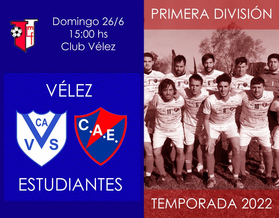 PRIMERA DIVISIÓN - A partir de las 15:00 hs, Estudiantes visita al Club Vélez por el certamen 2022 de <a href="/ligamercedina/">Liga Mercedina</a>.