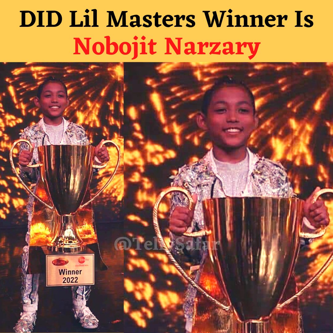 TellySafar's tweet photo. Many Congratulations to #DIDLilMasters Winner #NobojitNarzary🎉🎉#Appunpegu is the 1st runner up and #Aadhyashreeupadhyay is the 2nd runner up💕 https://t.co/TBf1hcmLcL