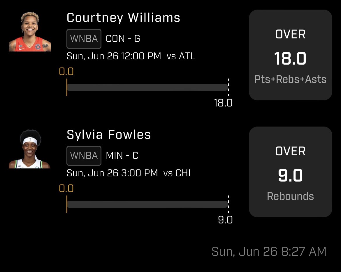elibasket10's tweet photo. Here is my #DDBC First Entry
$20-5 = $15 Left #WNBA https://t.co/H2H6YNsySx