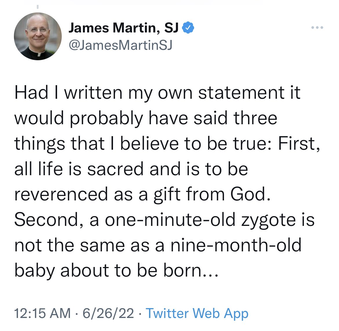 father_rmv's tweet image. I long ago abandoned any effort to engage Jesuit sophistry, but here we are. Is a zygote less than fully human? What a curious choice of words on a very crucial moral issue.
