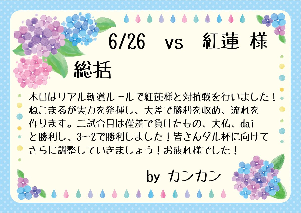 star_VaX's tweet photo. 本日行われた対抗戦の結果になります！
結果は3 - 2で☆VaXの勝利👏👏
対戦していただいた紅蓮さま(@guren_official)ありがとうございました🙌

#プロスピA #プロスピクラン https://t.co/SvfMfgeFYk