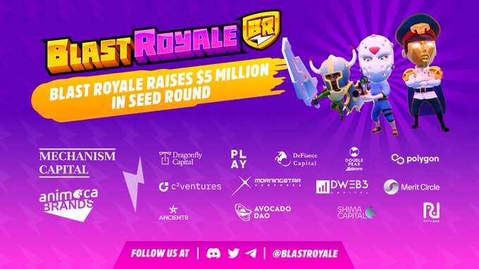 blastroyaIe's tweet photo. 💥 Blast Royale Raises $5 Million in Seed Round Co-led by Animoca Brands and Mechanism Capital 💥 [1/4] https://t.co/1RC3UbJsD0