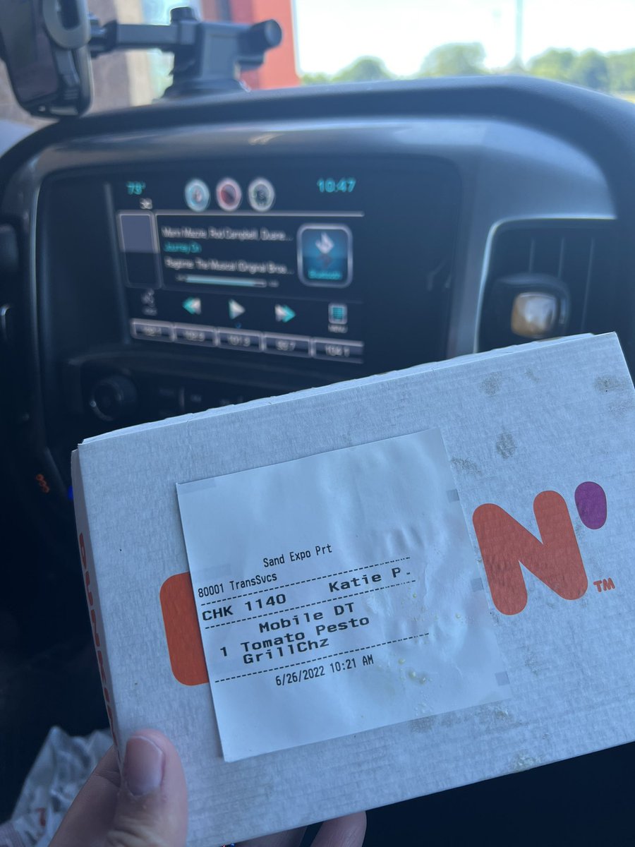 kbproball's tweet photo. Hey @dunkindonuts been sitting in the drive thru line burning gas for 20 damn minutes. Got my grilled cheese about 3 minutes ago and we’re literally just sitting here waiting for them to hand us donuts. This is absurd. https://t.co/VdGs2Csiuc