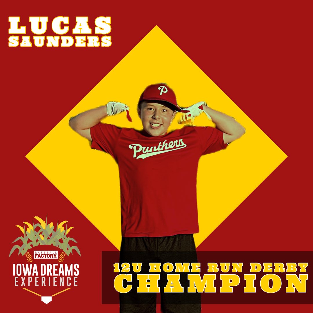 Congrats to our 12U Home Run Derby Champion from our skills competition Saturday, June 25, Lucas  Saunders! @baseballfactory @baseballism @thefieldofdreamsmoviesite #dreamitplayitbelieveit #swingforthestalks