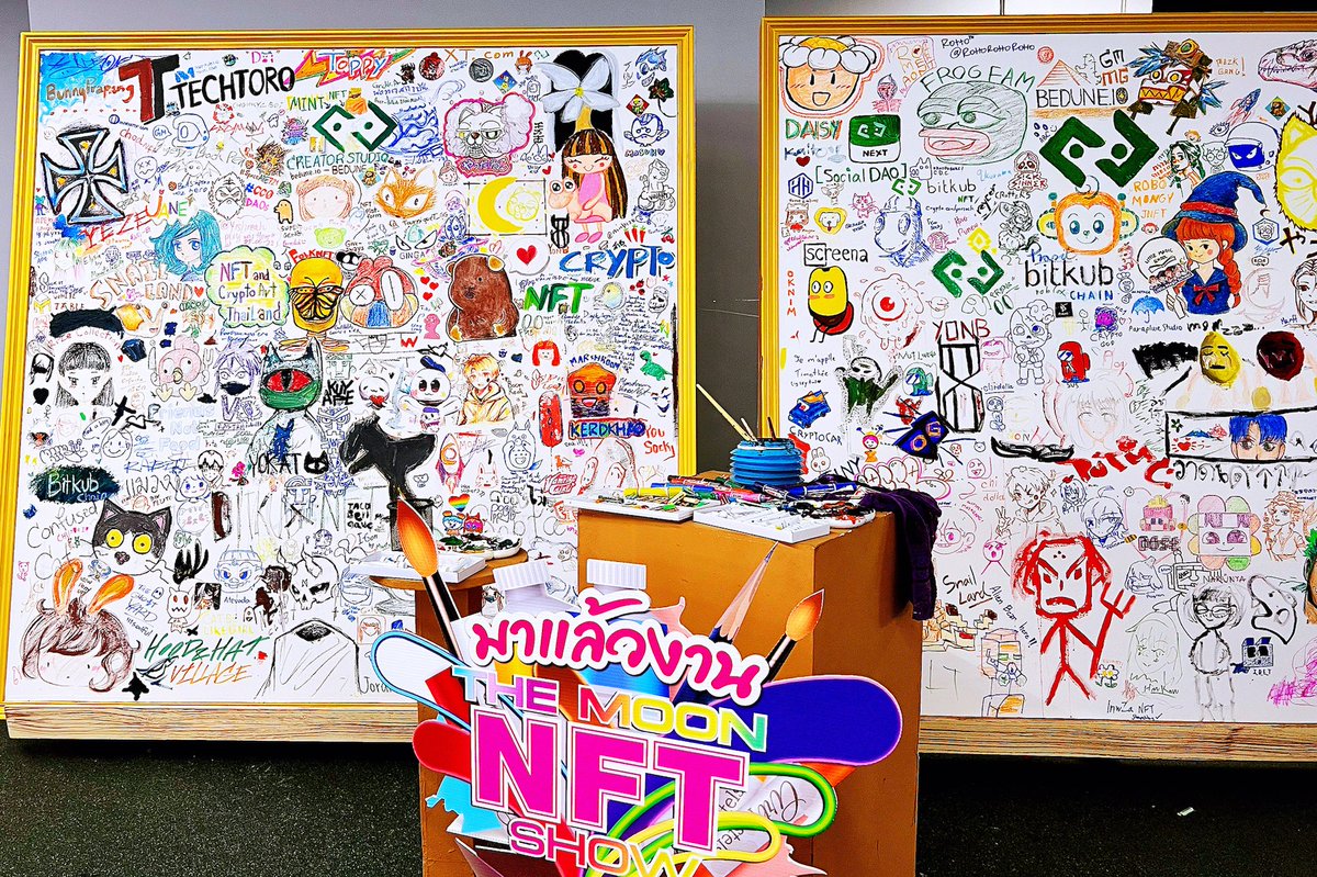 "The Moon NFT Show" 🌙 
2 days on the moon. Met friends old &amp; new 🥰 Lucky 🍀 &amp; Happy 😊 &amp; Exciting ❤️
<a href="/MoonCafeMunX2/">The Moon : Crypto & NFT Cafe</a> @TTournique <a href="/Yishreah/">💖𝒫𝓁𝑜𝓎_𝐼𝓈𝓇𝑒𝓎𝒶𝒽🧸</a> <a href="/tuckoparipari/">Tucko🦋PariPari Angel🌸タック｡パリパリ🪴</a> 
#TheMoonNftShow #themooncafe #คาเฟ่สำหรับชาวคริปโต #MUNx2 #SeaconSquare