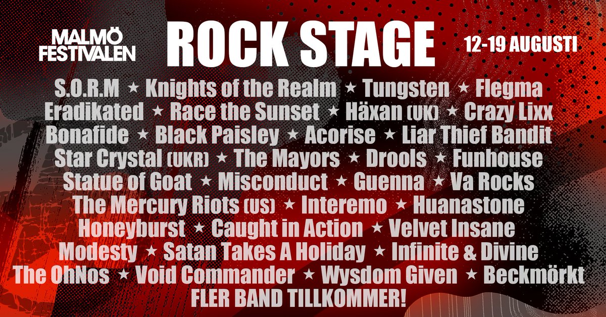 BANDSLÄPP! - mailchi.mp/2873301f7271/g… Äntligen! Efter två års frånvaro på grund av pandemin får vi träffas igen! Som vi längtat efter att få ställa till med fest för vår kära publik och alla besökare i Malmö!