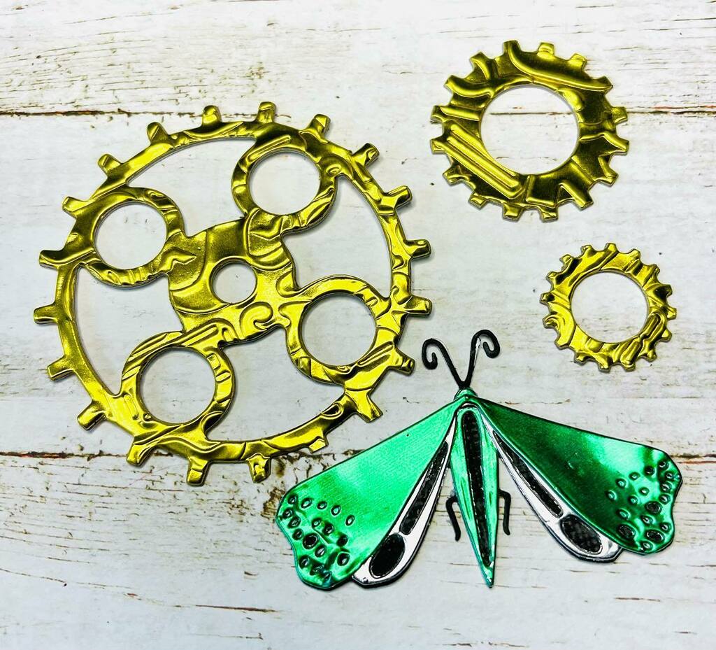 BearseKaren's tweet photo. Metallic embellishments anyone? So fun to make using @ks_precisionmetals with @sizzix dies cuts. Tutorial on my blog link in profile! #timholtz #timholtzsizzix #makingephemera #junkjournal #sizzix #metalgoodness #metalembellishments #diecutting #thermowe… https://t.co/DPVucQ8DLK https://t.co/6HwsJ8wHWk